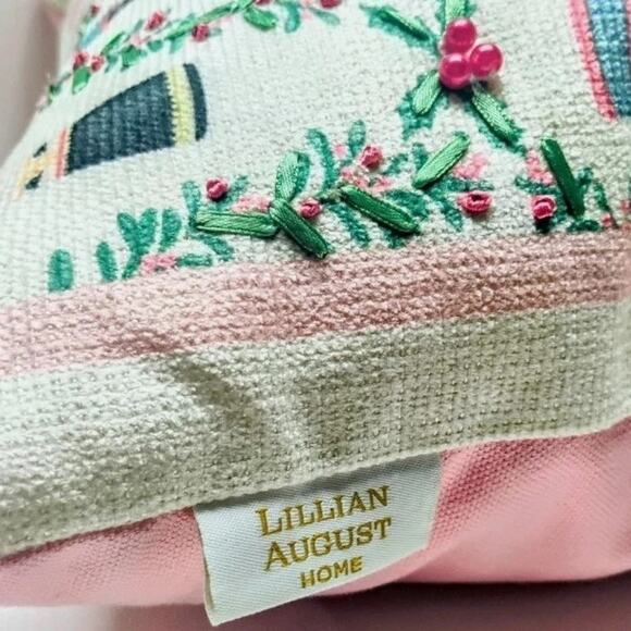 Lillian August Embroidered NUTCRACKER Pillow18x18 Pinkmas Holiday Decor NEW - Picture 9 of 12